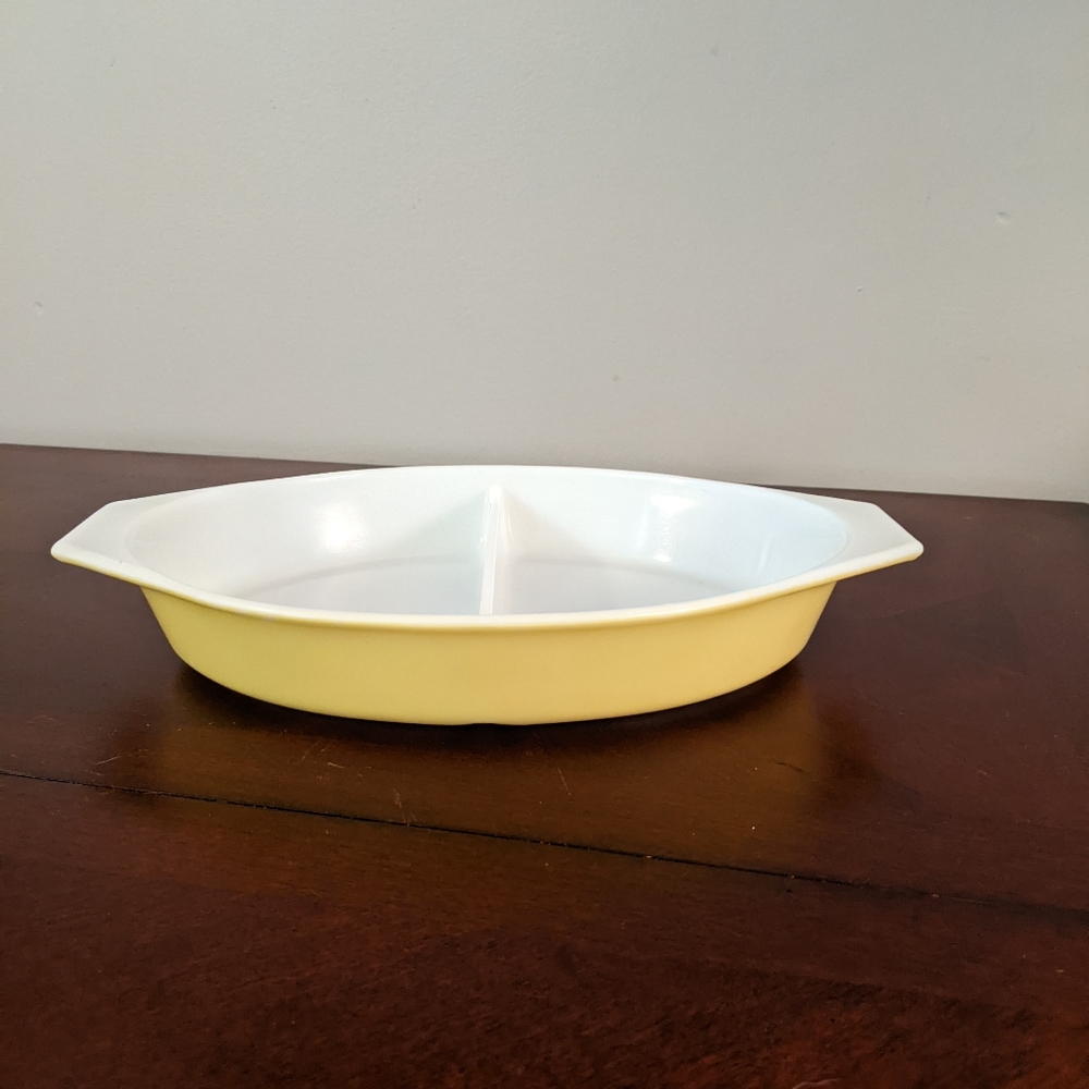 Vintage Pyrex divided dish yellow